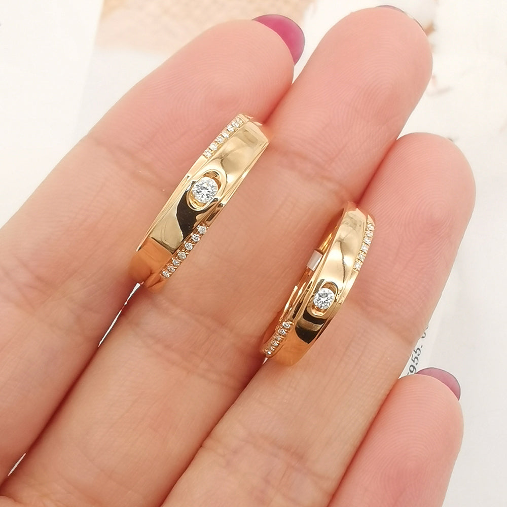 Lover Diamond Rose Gold Wedding Rings 18K