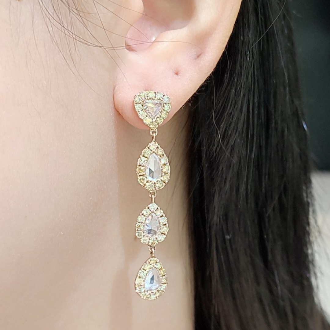 Dangling diamond earrings deals