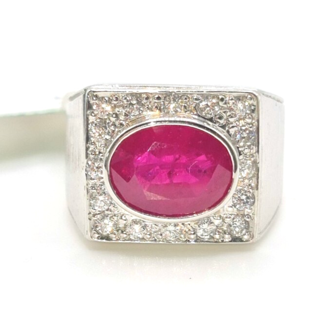 Mens ruby store and diamond ring