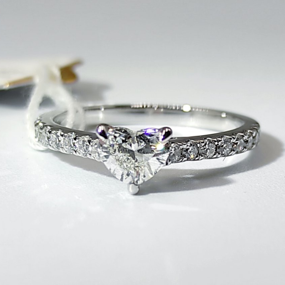 .50ctw Heart Diamond Engagement Ring 14K White Gold