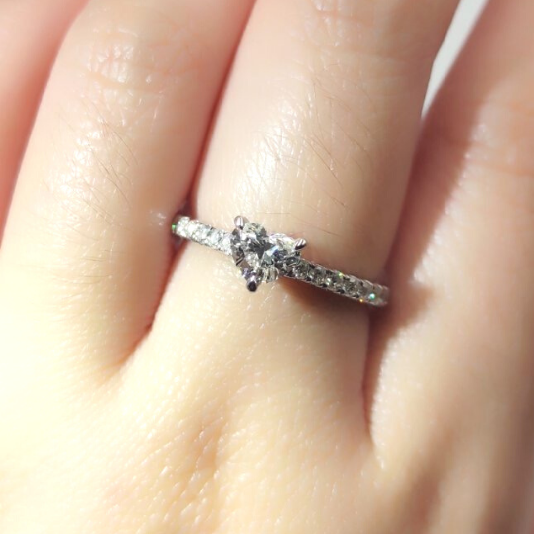 .50ctw Heart Diamond Engagement Ring 14K White Gold