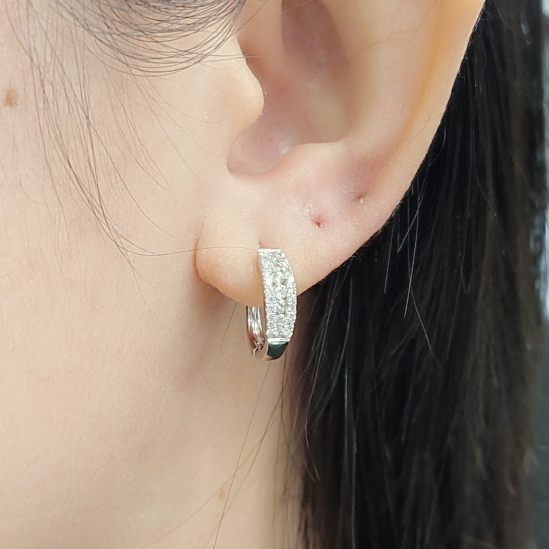 .60 CT Creole Diamond Earrings 18K White Gold