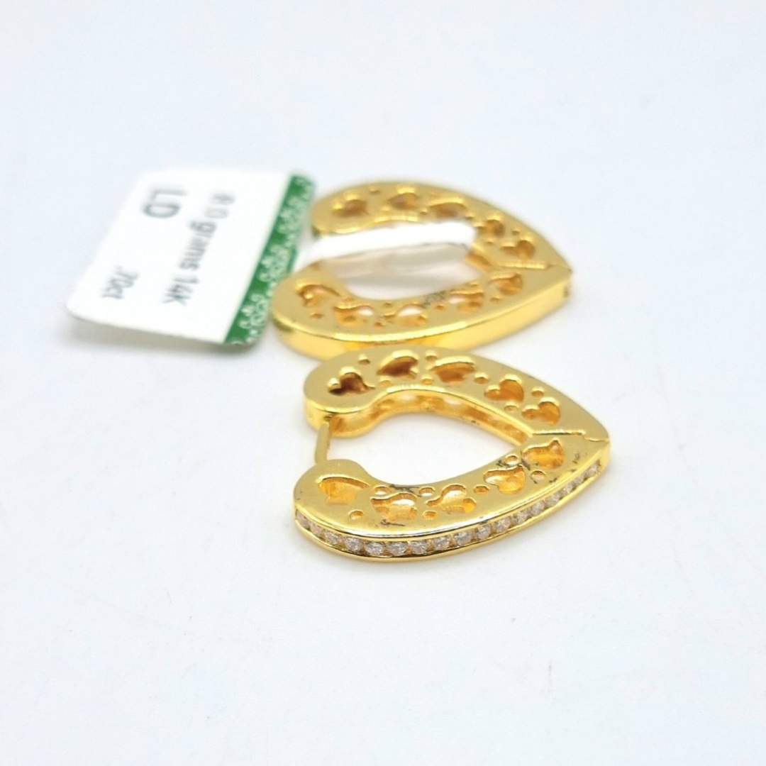 .70 CT Heart Hoop Diamond Earrings 14K Gold