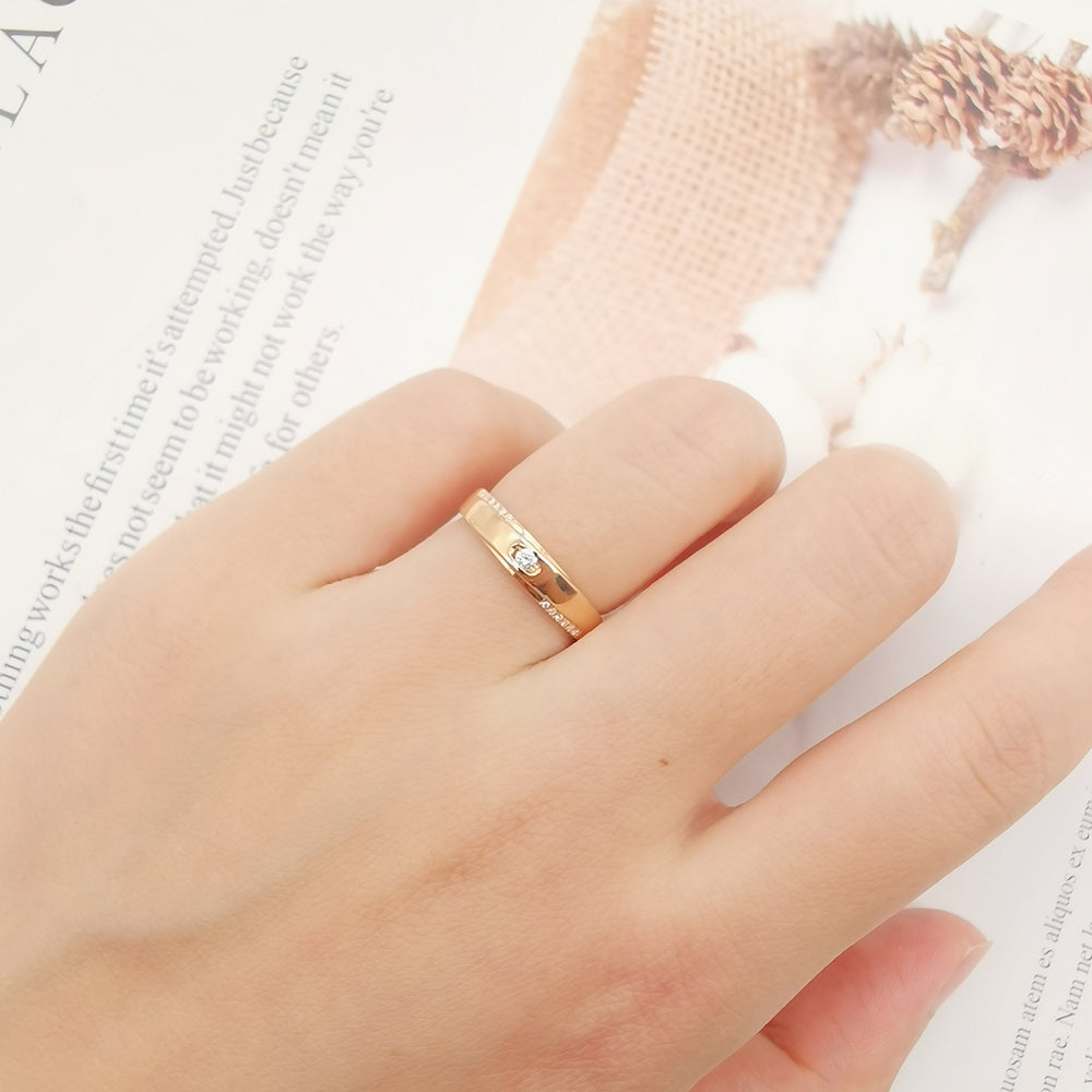 Lover Diamond Rose Gold Wedding Rings 18K