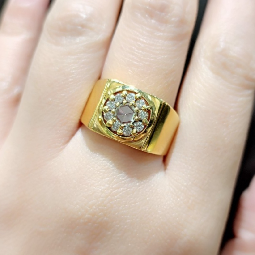 .90ctw Round Halo Diamond Men's Ring 14K Yellow Gold