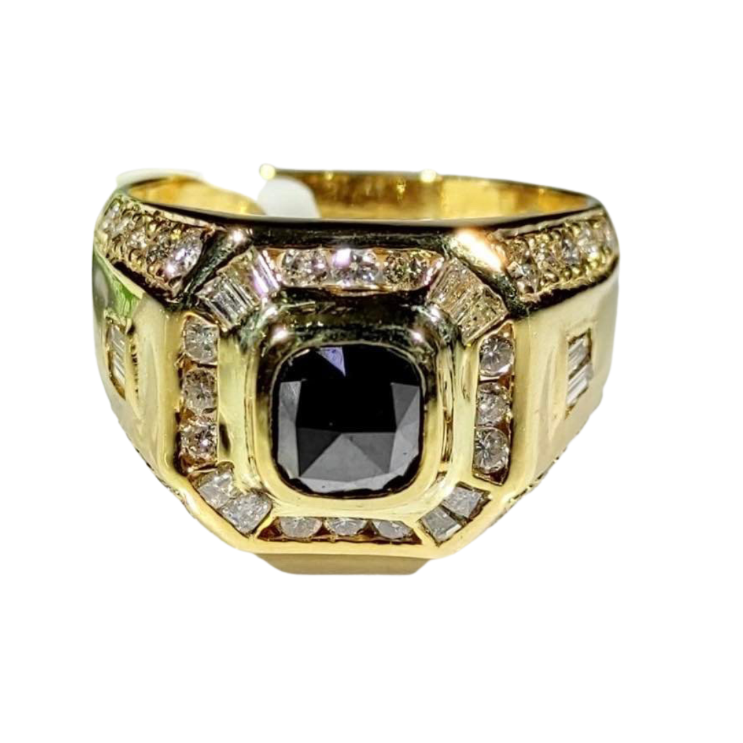 Jewelersclub Men's 1.00 Carat T.w. Round Cut Black Diamond Ring