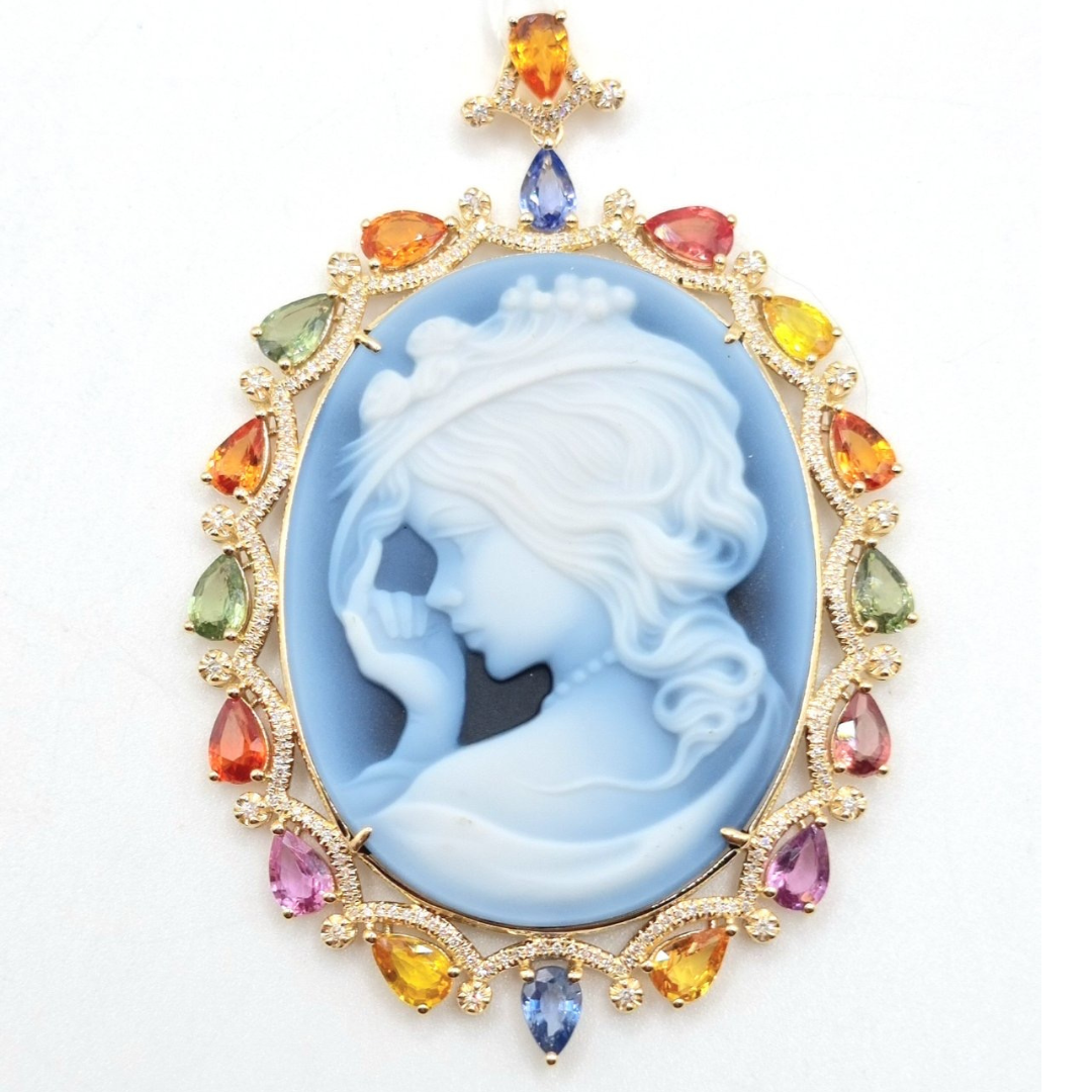 Cameo Gem Diamond Pendant