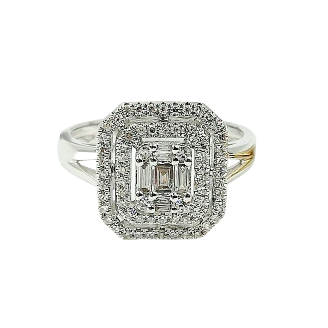 Emerald cut hot sale illusion ring