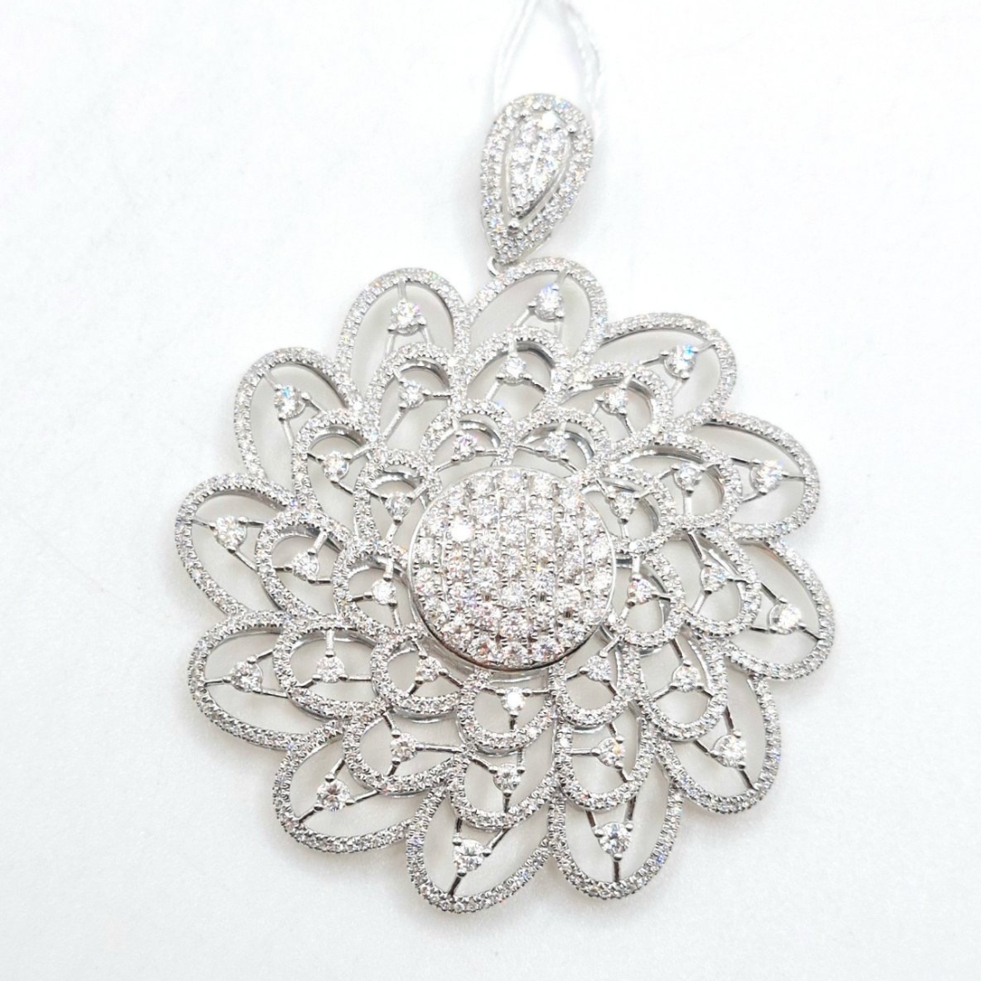 Floral Diamond Pendant 14K White Gold