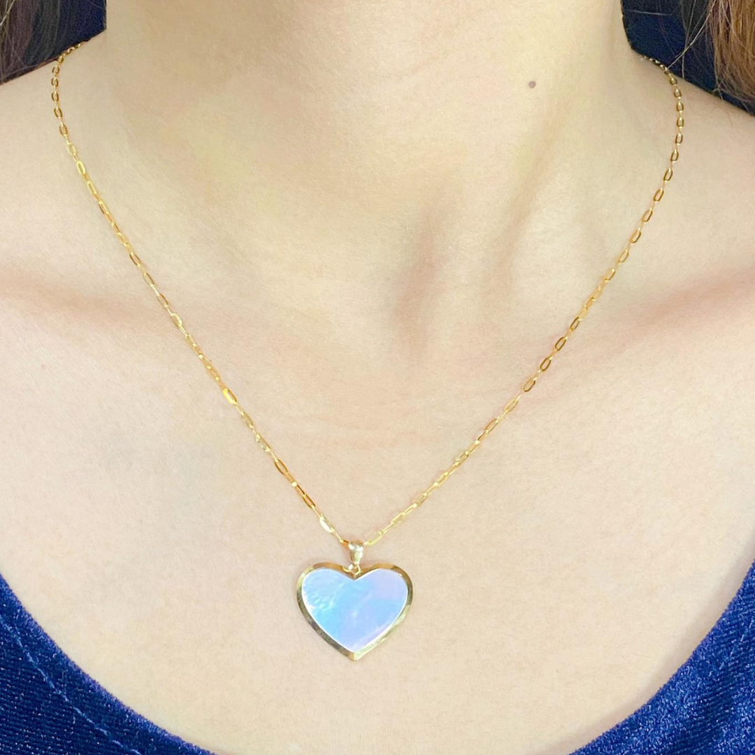 Heart Mother of Pearl Necklace 18K – ZNZ Jewelry Affordagold