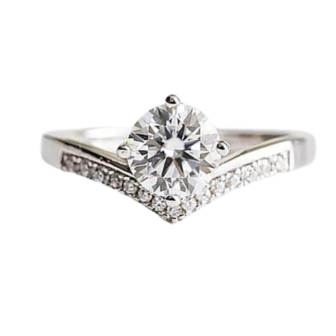 1 carat Moissanite Paved Engagement Ring. High Quality Engagement Ring. Sterling Silver Promise Ring.