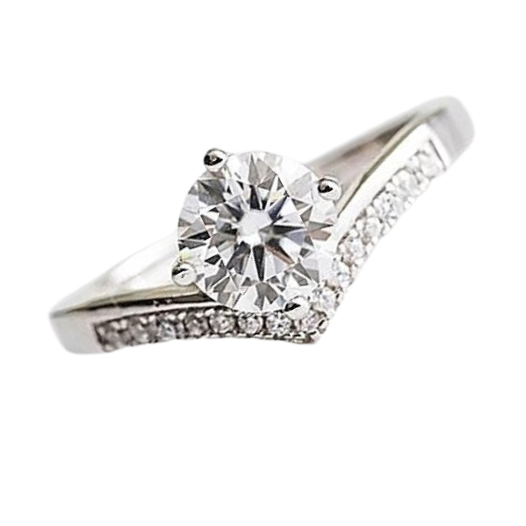 1 carat Moissanite Paved Engagement Ring. High Quality Engagement Ring. Sterling Silver Promise Ring.