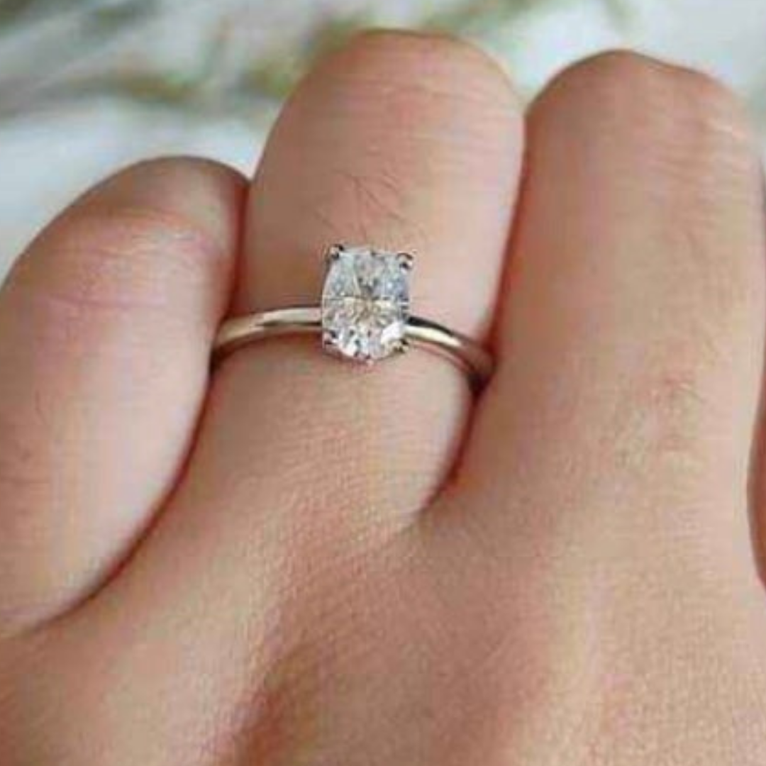 1 carat Oval Moissanite Paved Engagement Ring. High Quality Engagement Ring. Sterling Silver Promise Ring.