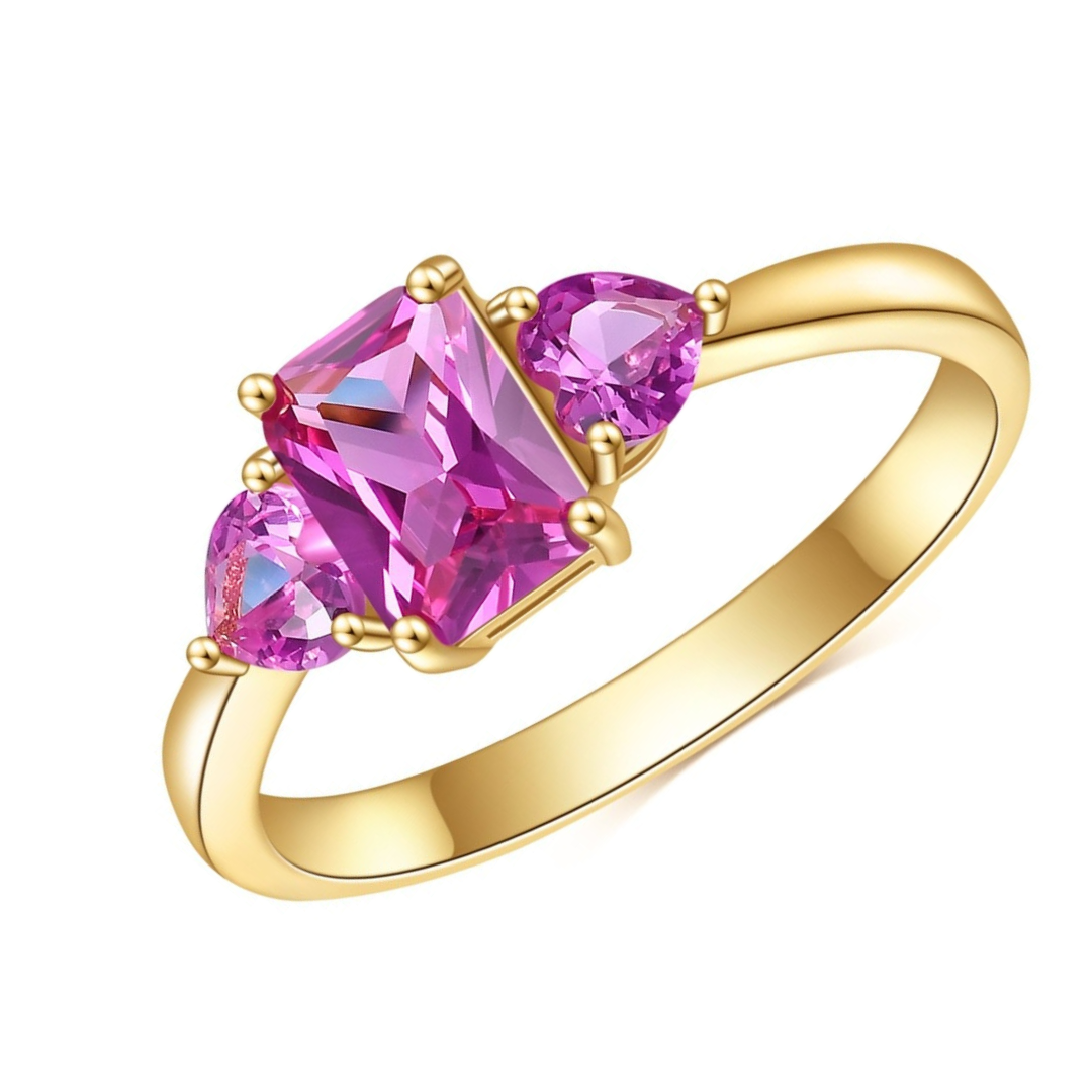 Pink Sapphire Halo Engagement Ring | Berlinger Jewelry 9.5 / 14K Yellow Gold | Female by Berlinger Jewelry