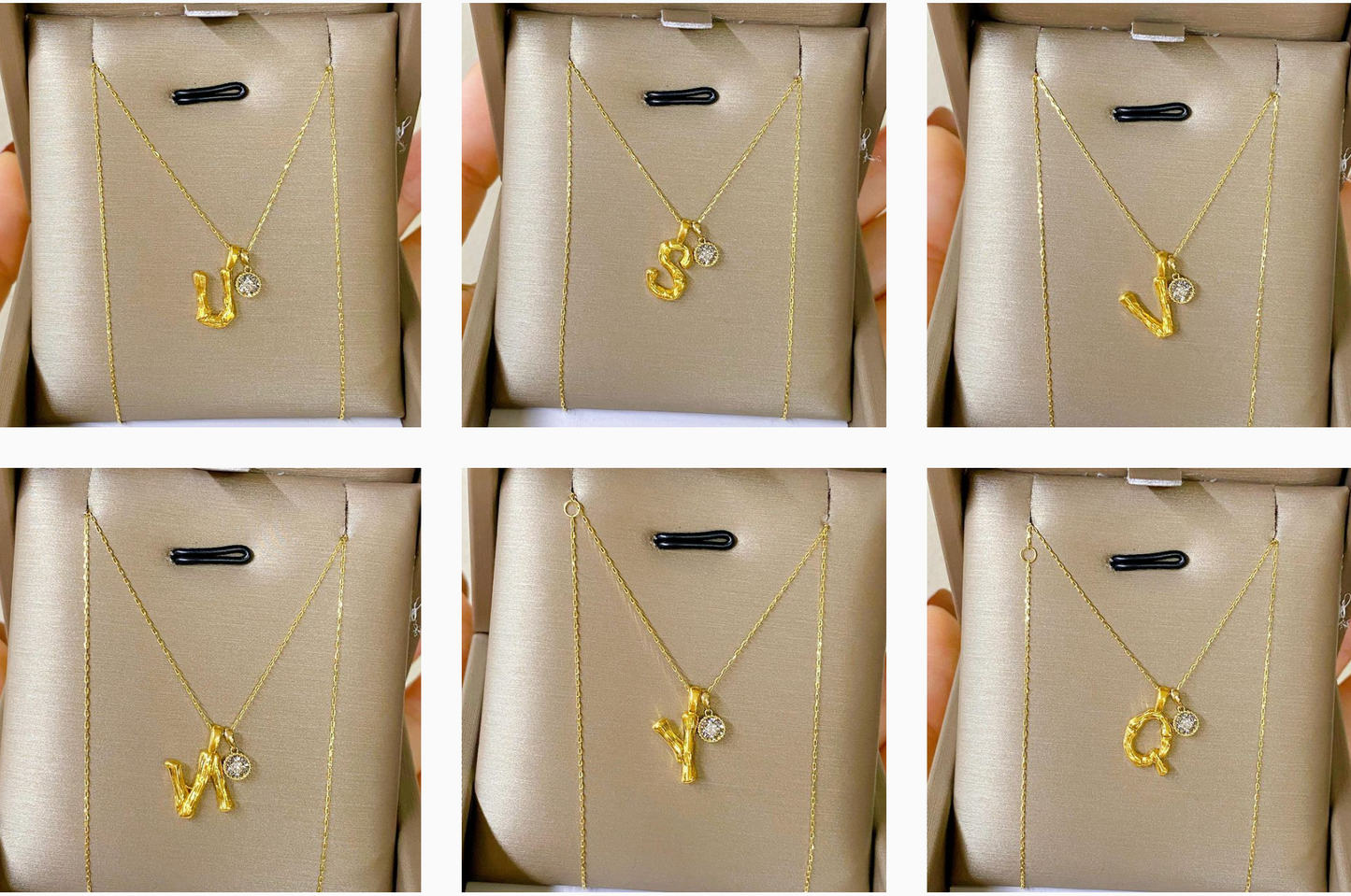A-Z Bamboo Letter Pendant 18K Gold