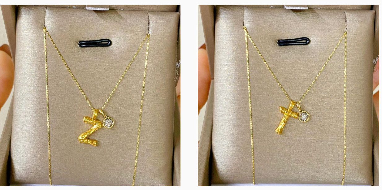 A-Z Bamboo Letter Pendant 18K Gold