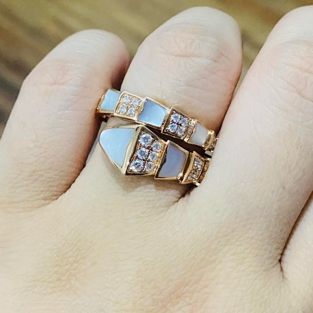 Serpenti Viper Ring 18K Rosegold with Diamonds