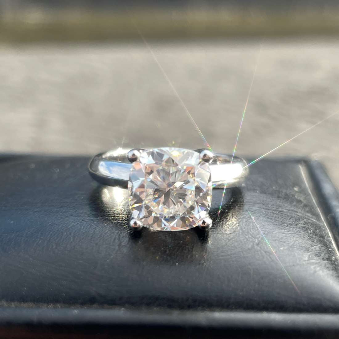 Cushion Cut Moissanite Engagement Ring 925 Sterling Silver