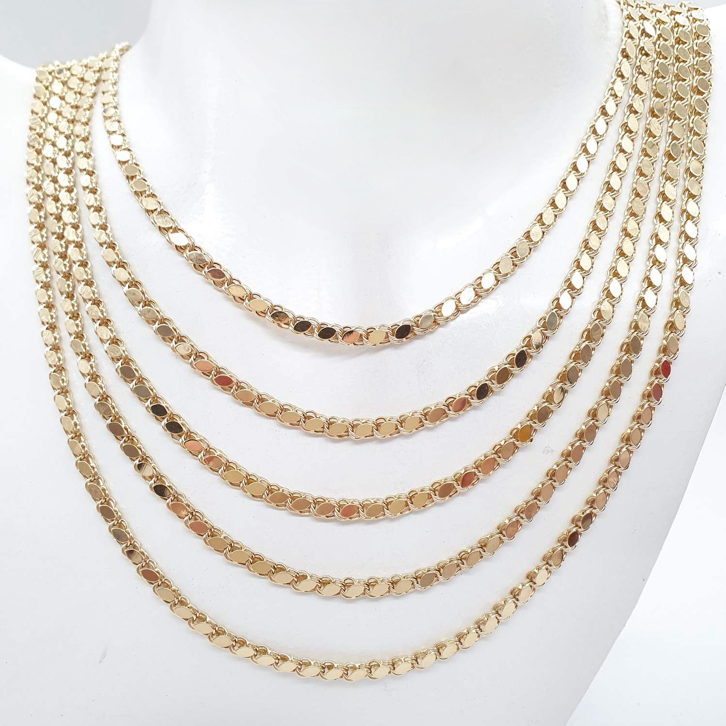 Damascus Necklace 18K Gold 16-24"