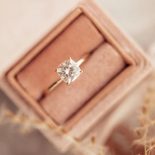 Custom Order 1.5ct Cushion Engagement Ring 18K White Gold