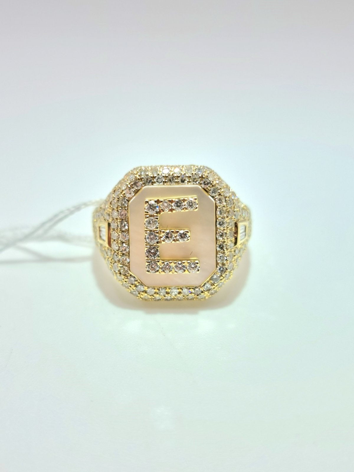 Diamond Initial Pinky Ring 14K Yellow Gold