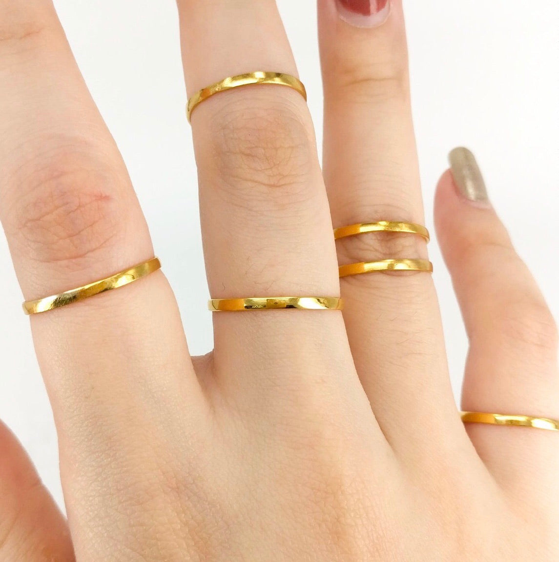 CLAIRE Super Skinny Stacking Ring in 18K Gold, Lots of Sizes 4-13