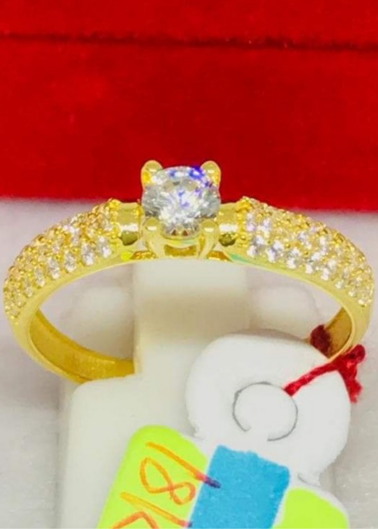MARIE Engagement Ring 18K Gold with Triple Side Stones, Ladies Ring, Anniversary Gift Ring