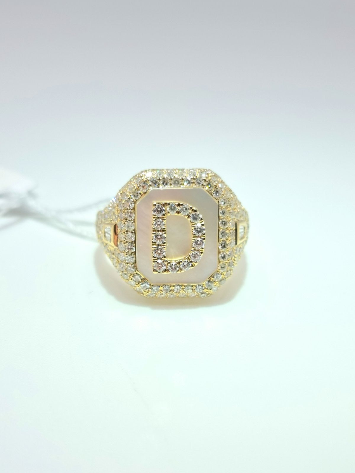 Diamond Initial Pinky Ring 14K Yellow Gold