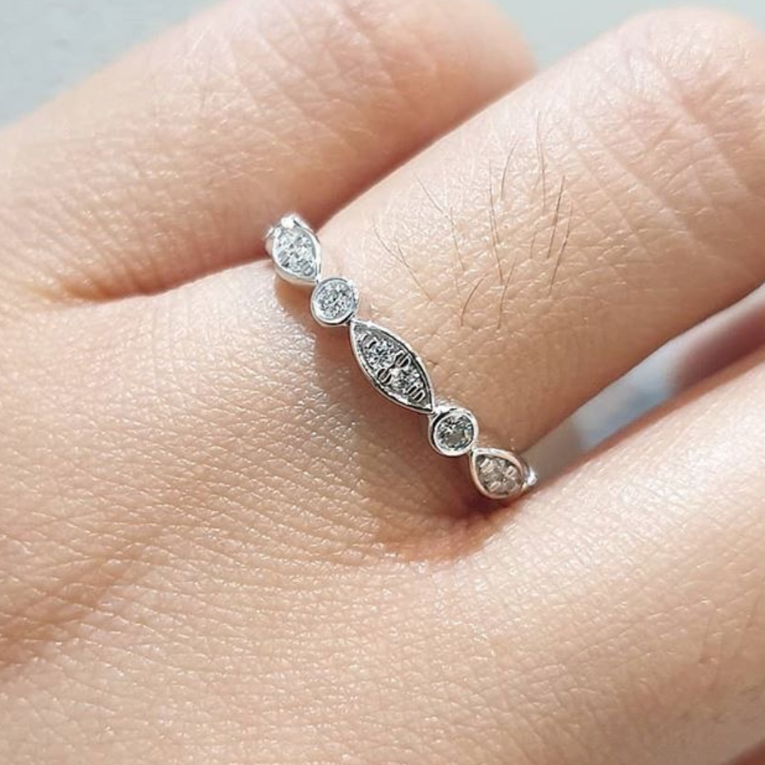 Diamond Rositas Engagement Ring and Art Deco Half Eternity Bridal Set