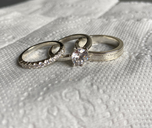 BROOK Engagement-Wedding Rings 2ct Signity Stone, 12 pcs small Signity, Shiny-Matte Finish, in 14K Gold Vermeil - ZNZ Jewelry Philippines