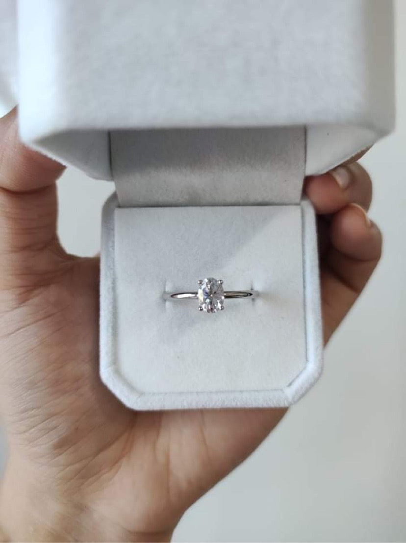 1 carat Oval Moissanite Paved Engagement Ring. High Quality Engagement Ring. Sterling Silver Promise Ring.