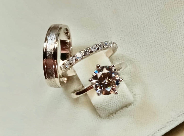 BROOK Engagement-Wedding Rings 2ct Signity Stone, 12 pcs small Signity, Shiny-Matte Finish, in 14K Gold Vermeil - ZNZ Jewelry Philippines