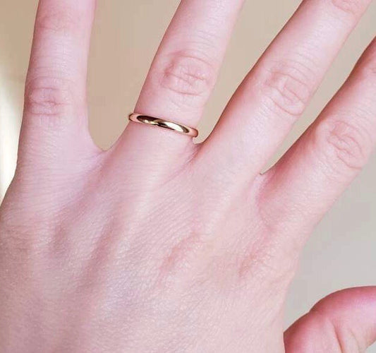DELILAH 14K Rose Gold Wedding Band, 2mm, Handmade, Solid, Polished Finish - ZNZ Jewelry Philippines