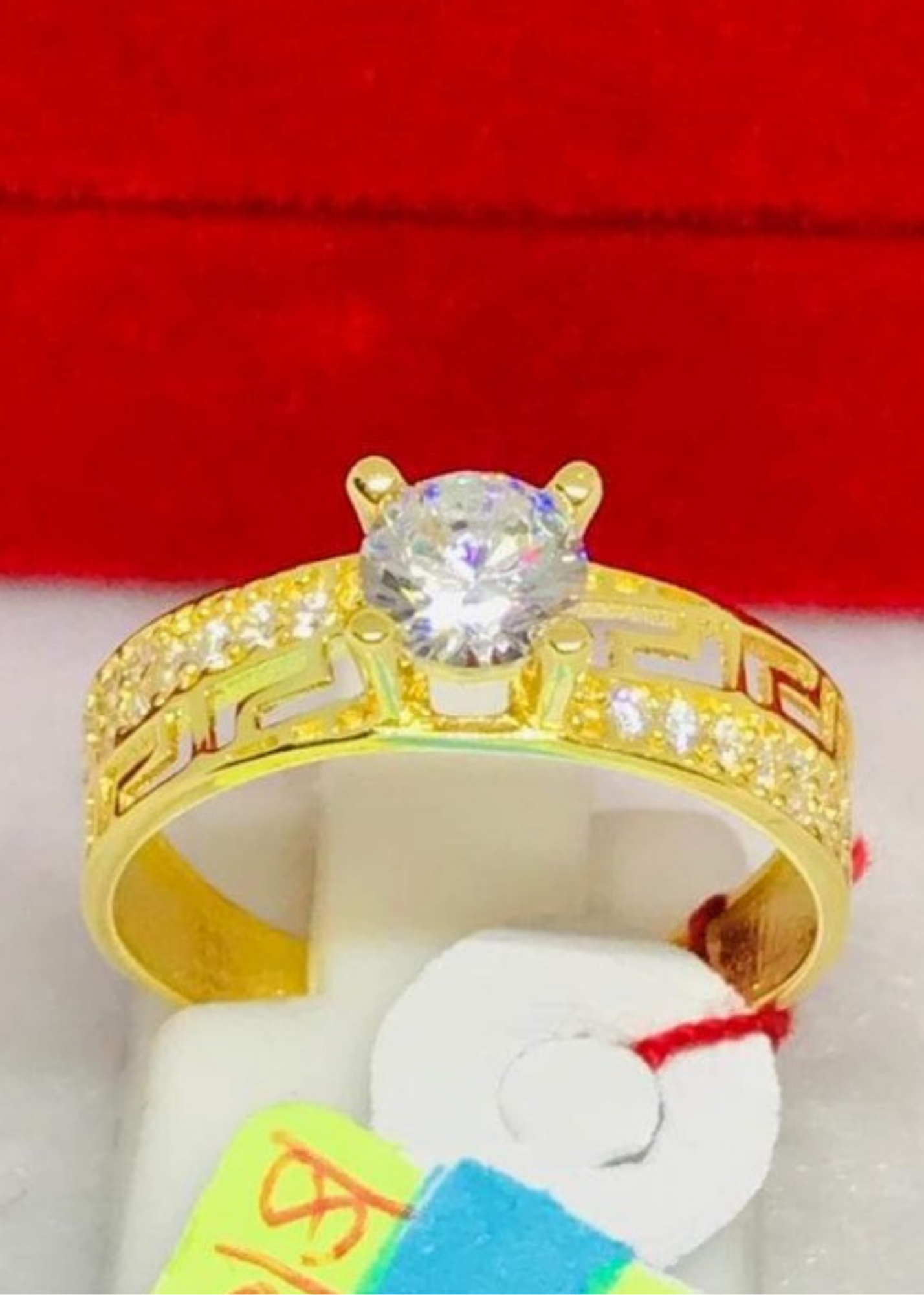 HARRIET Engagement Ring 18K Gold with Alternate Side Stones Ladies Ring Anniversary Gift Ring
