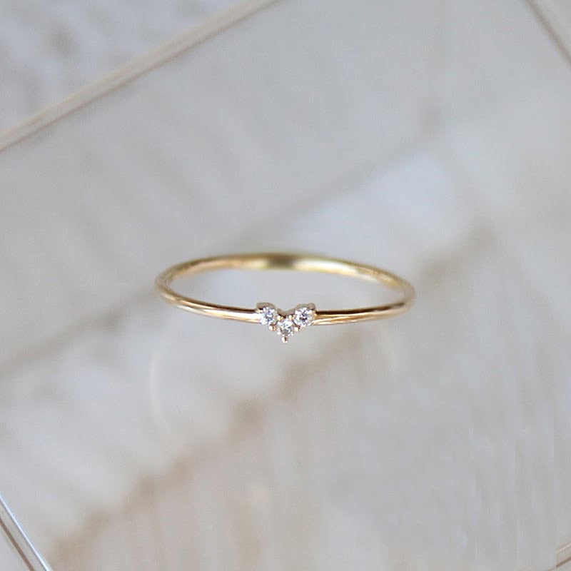 Dainty Heart Illusion Diamond Engagement / Women's Ring