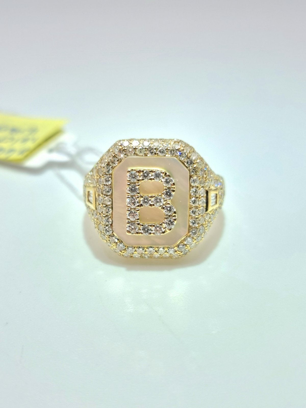 Diamond Initial Pinky Ring 14K Yellow Gold