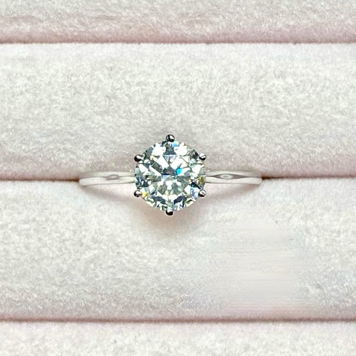 1 CT Moissanite Engagement Ring 18K White Gold