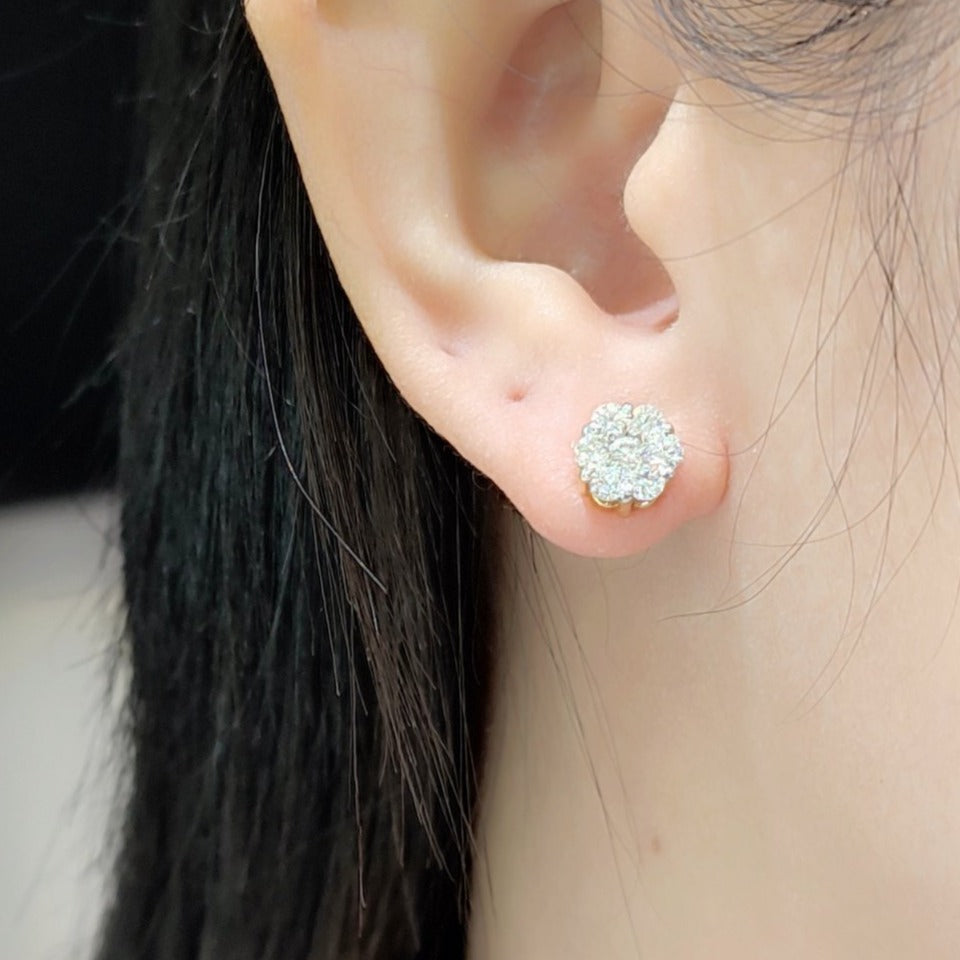 0.80 CTW Diamond Rositas Stud Earrings 14K Yellow Gold