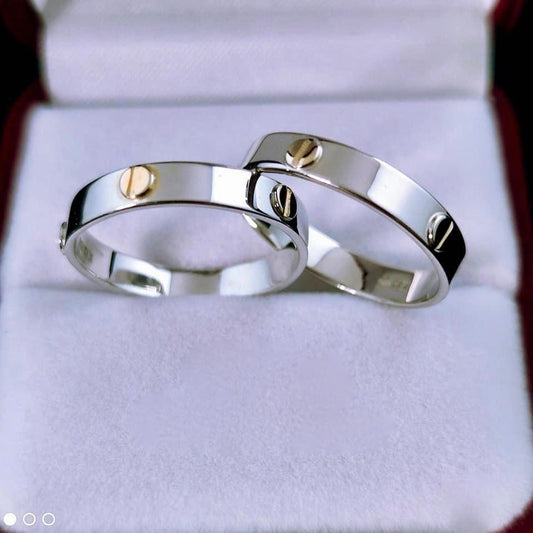 CARTR 18K White Gold with Yellow Wedding Rings