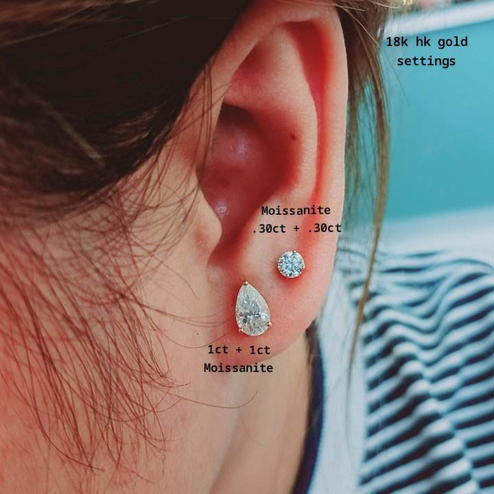 Amazon.com: Moissanite Earrings for Women, 11.2ct D Color VVS1 Clarity  Brilliant Round Cut Lab Created Diamond Earring 18K White Gold plated S925  Sterling Silver Hypoallergenic Moissanite Huggie Hoop Earrings: Clothing,  Shoes &