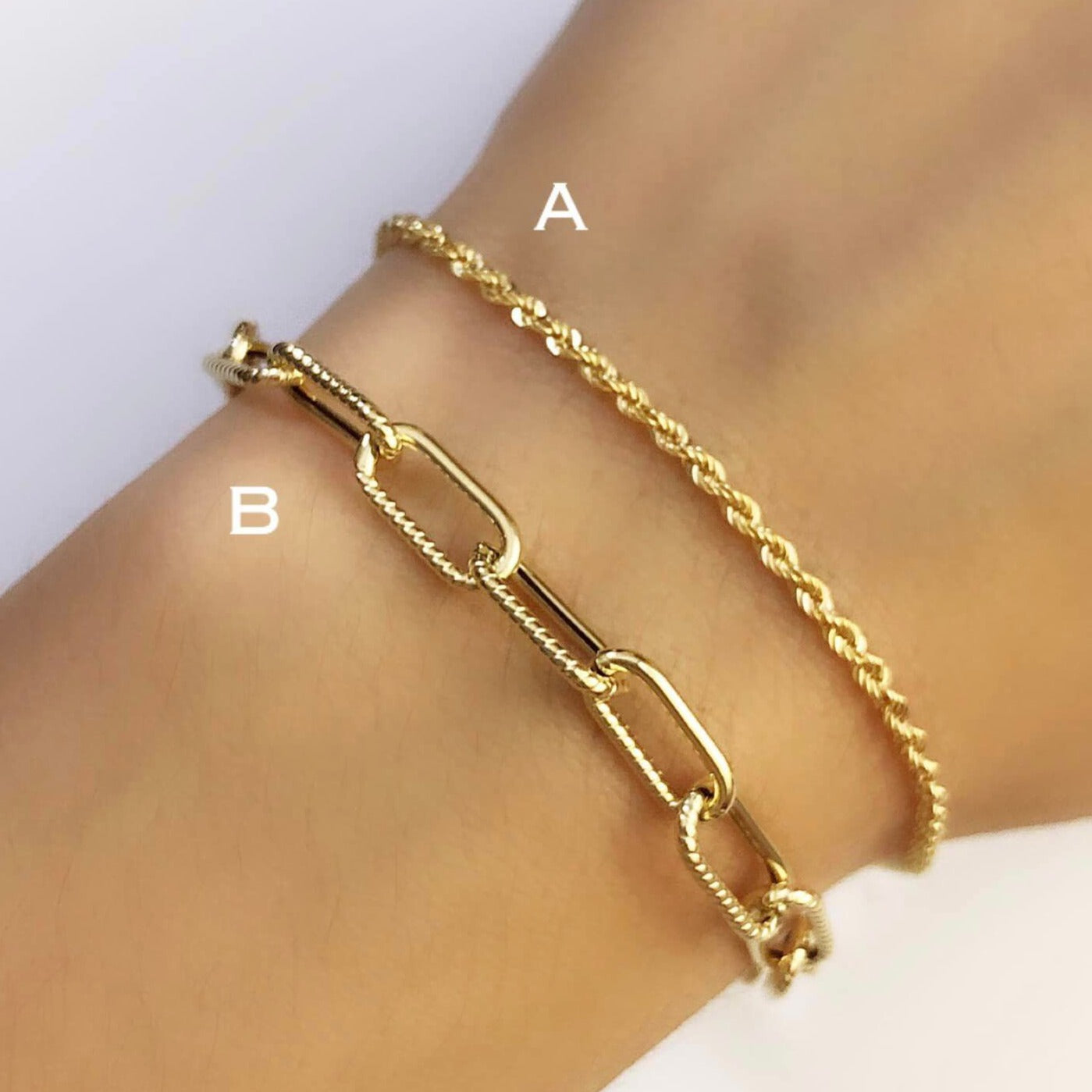 Rope & Paperclip Bracelet 18K Gold – ZNZ Jewelry Affordagold