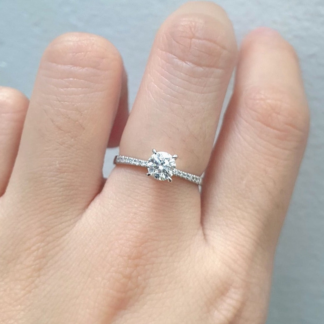 .50 CT Round Diamond Pavé Engagement Ring with GIA