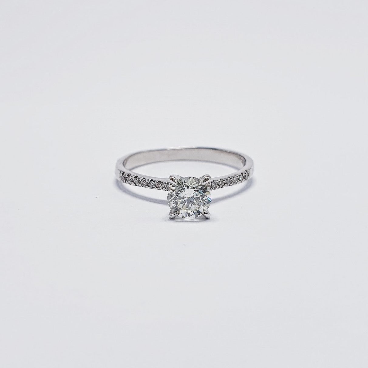 .50 CT Round Diamond Pavé Engagement Ring with GIA