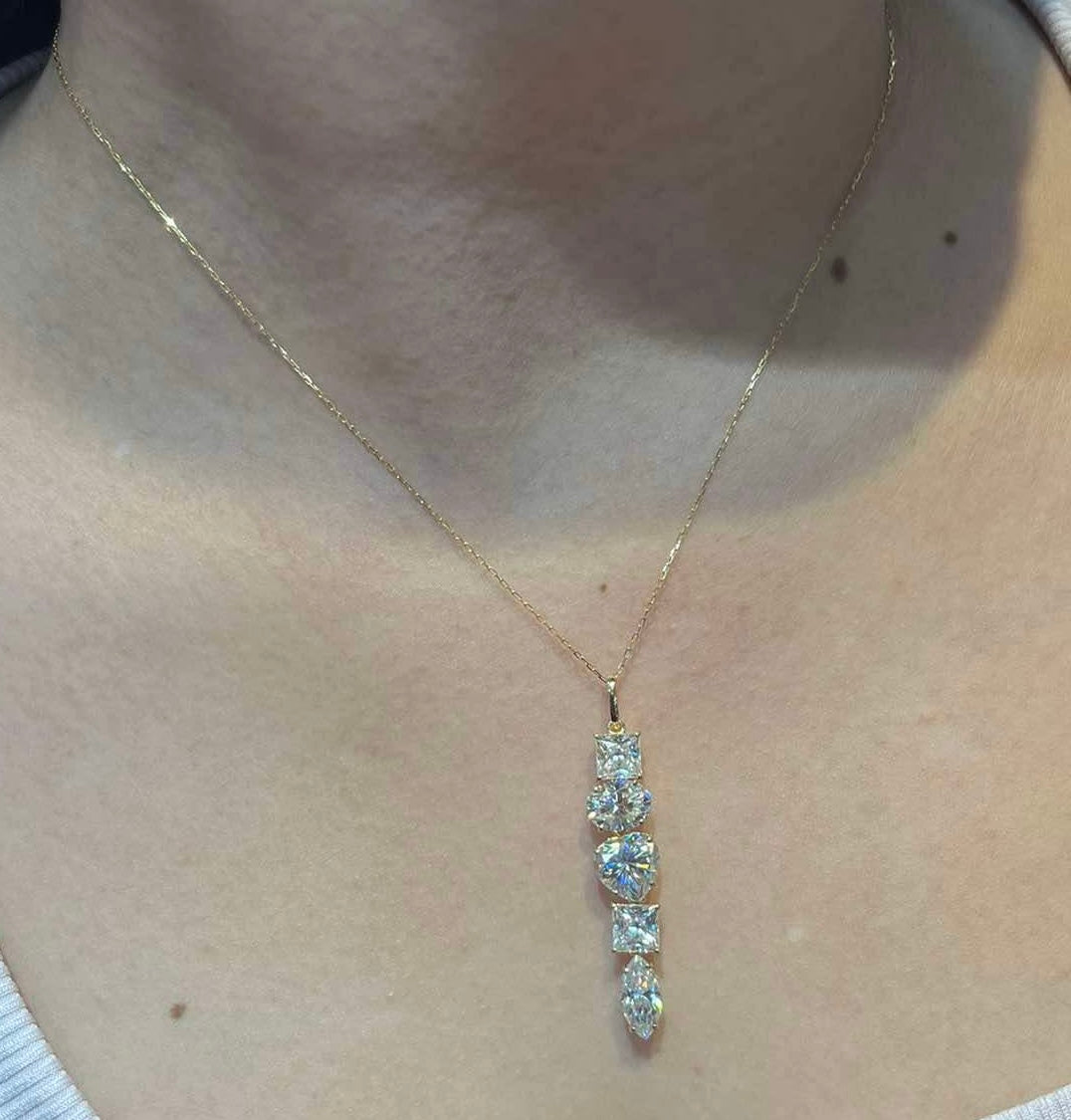 Multi-Shape Moissanite Necklace 18K