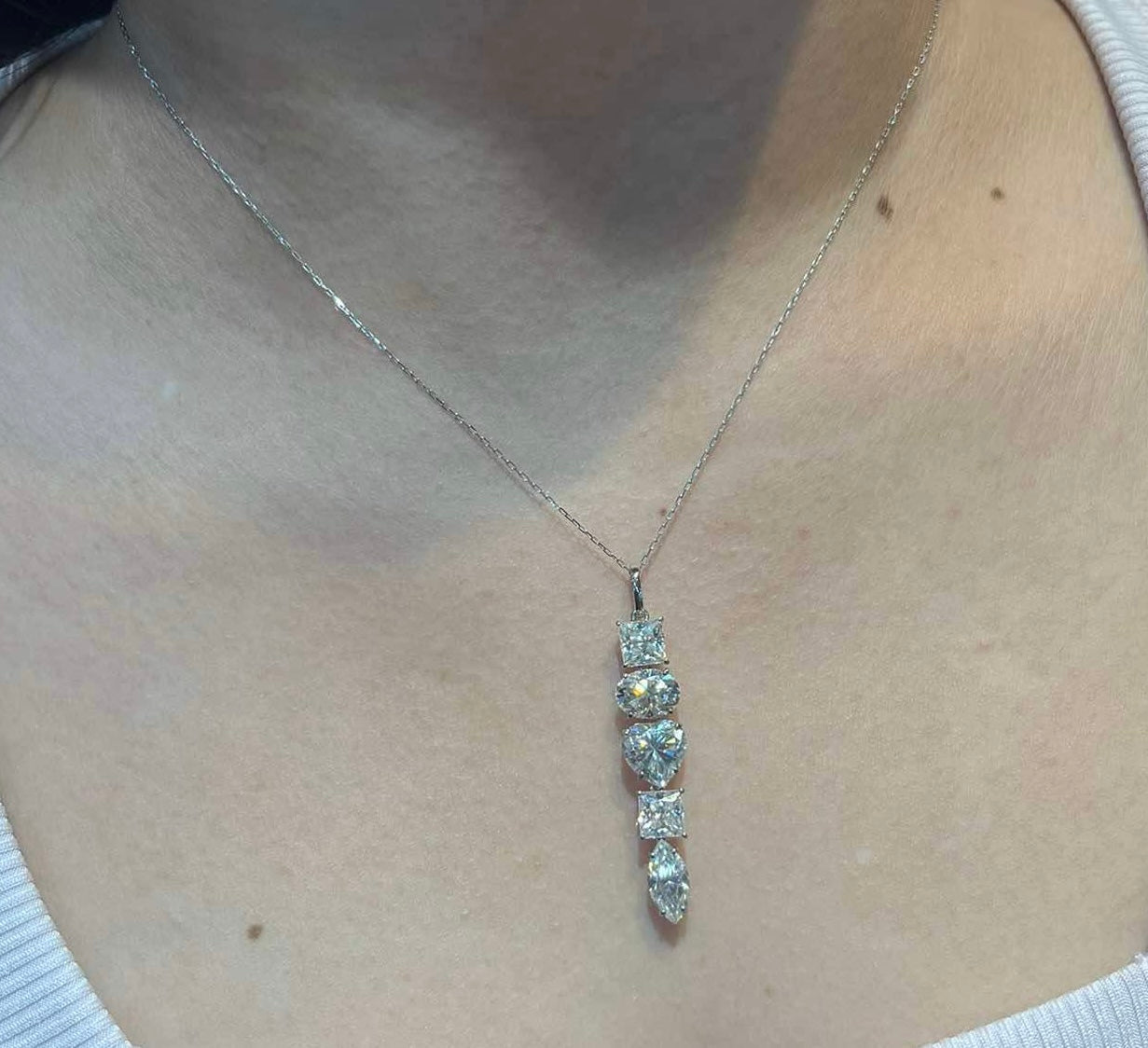 Multi-Shape Moissanite Necklace 18K