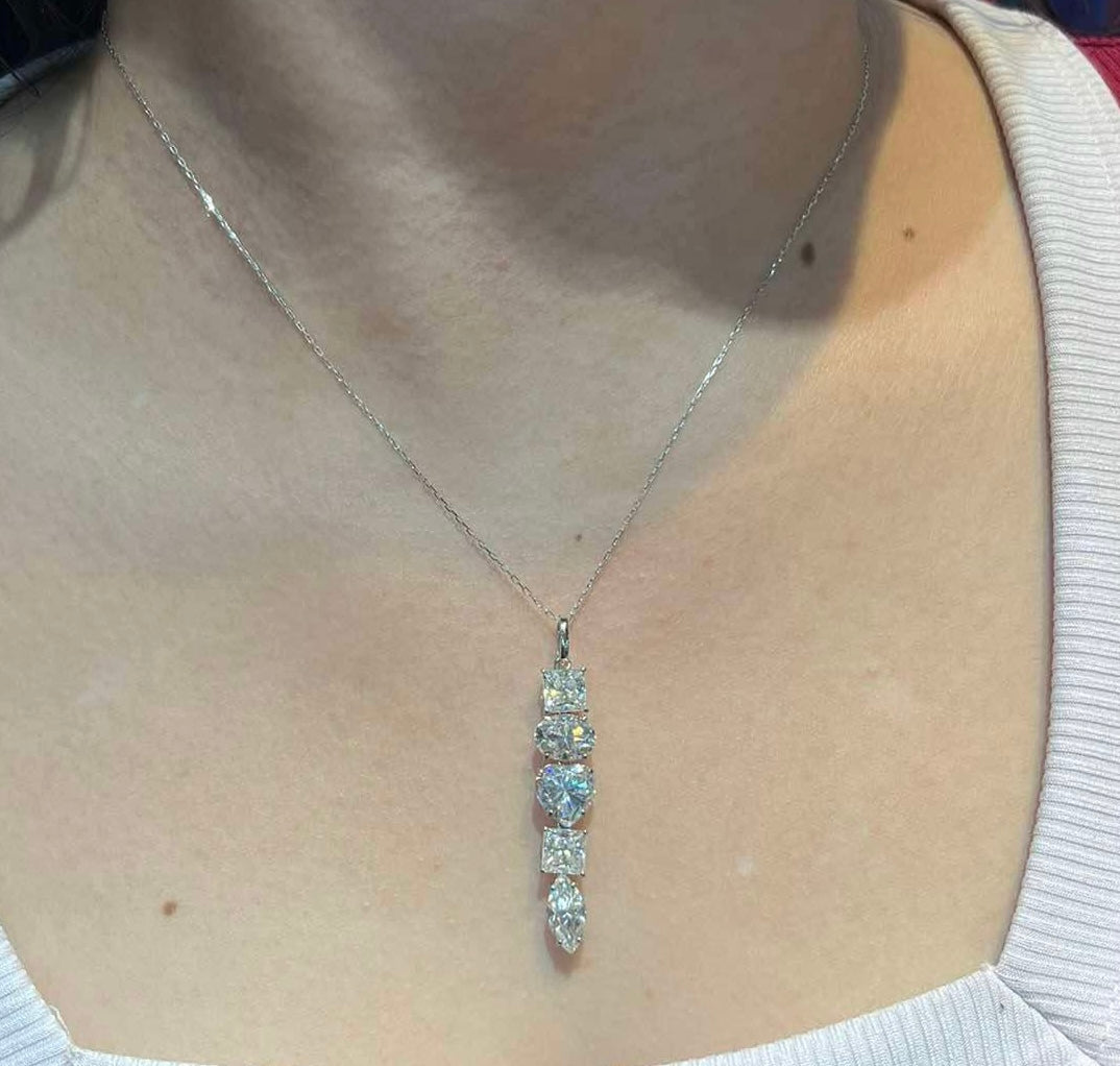 Multi-Shape Moissanite Necklace 18K