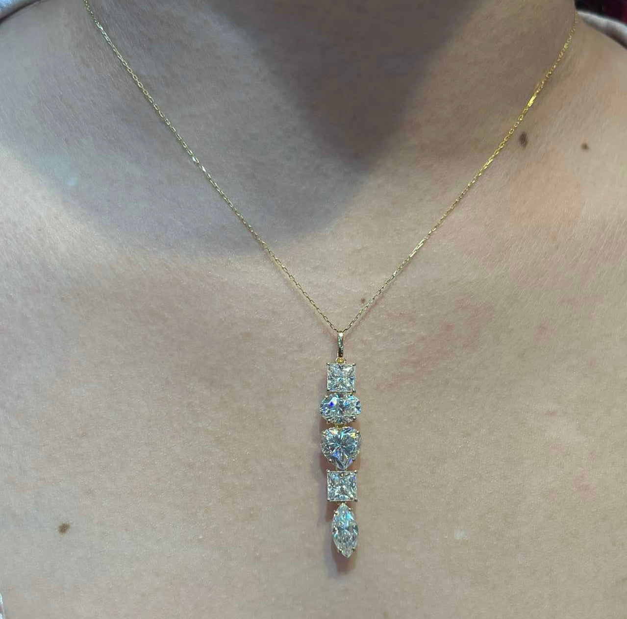 Multi-Shape Moissanite Necklace 18K