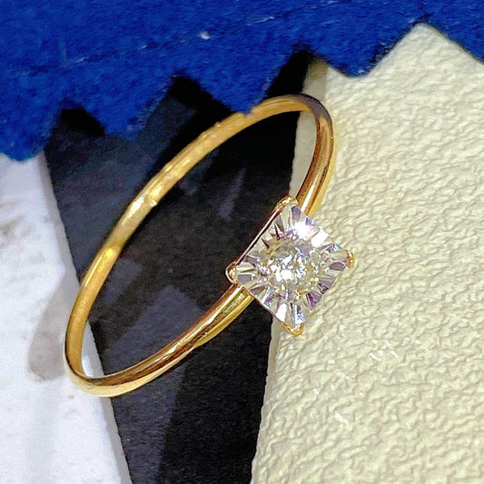 .10 CT Diamond Engagement Ring Illusion Setting 14K Yellow Gold