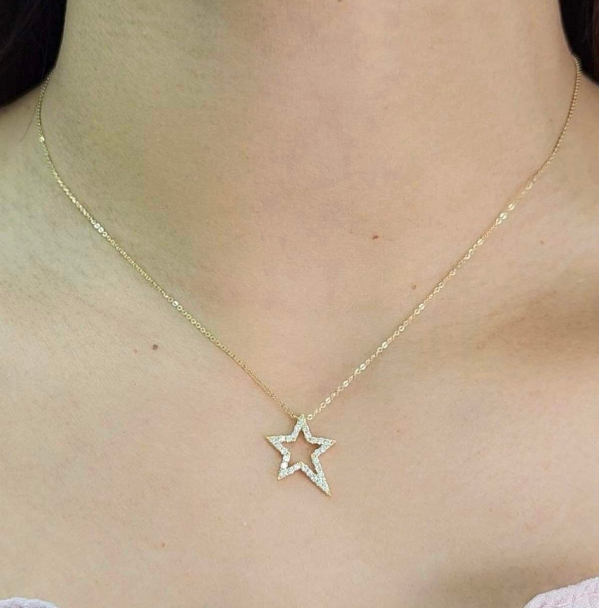 .20ct Star Diamond Necklace 14K Gold