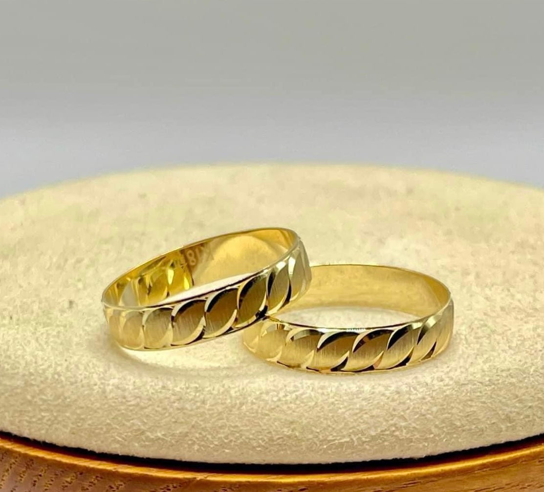 18K Gold Wedding Bands, Couple Rings